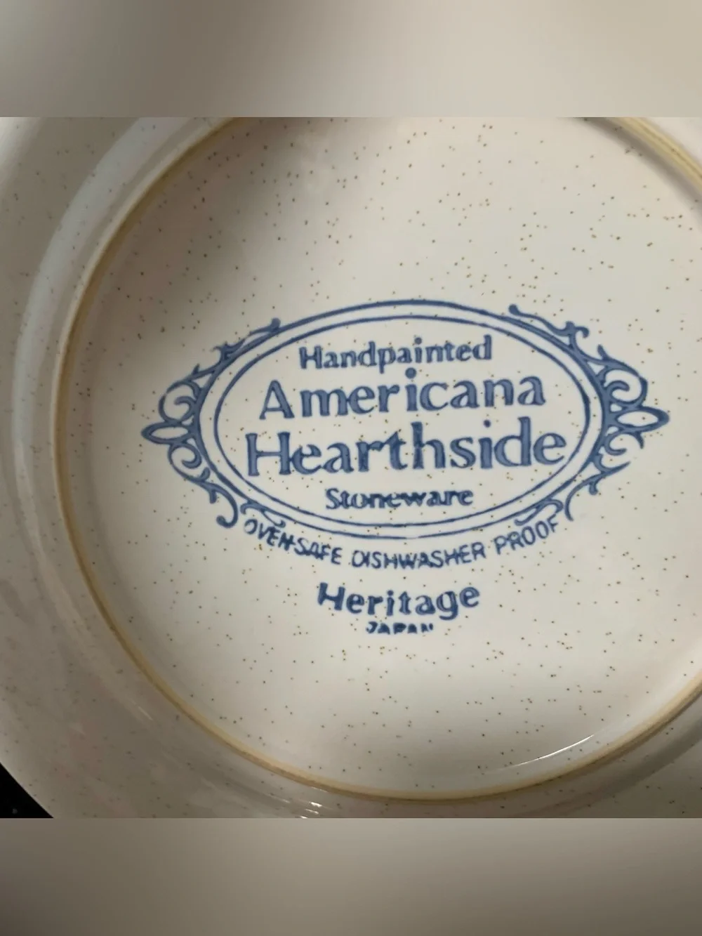 Handpainted Americana Hearthside Heritage Stoneware Dinner Plates Set of (2)